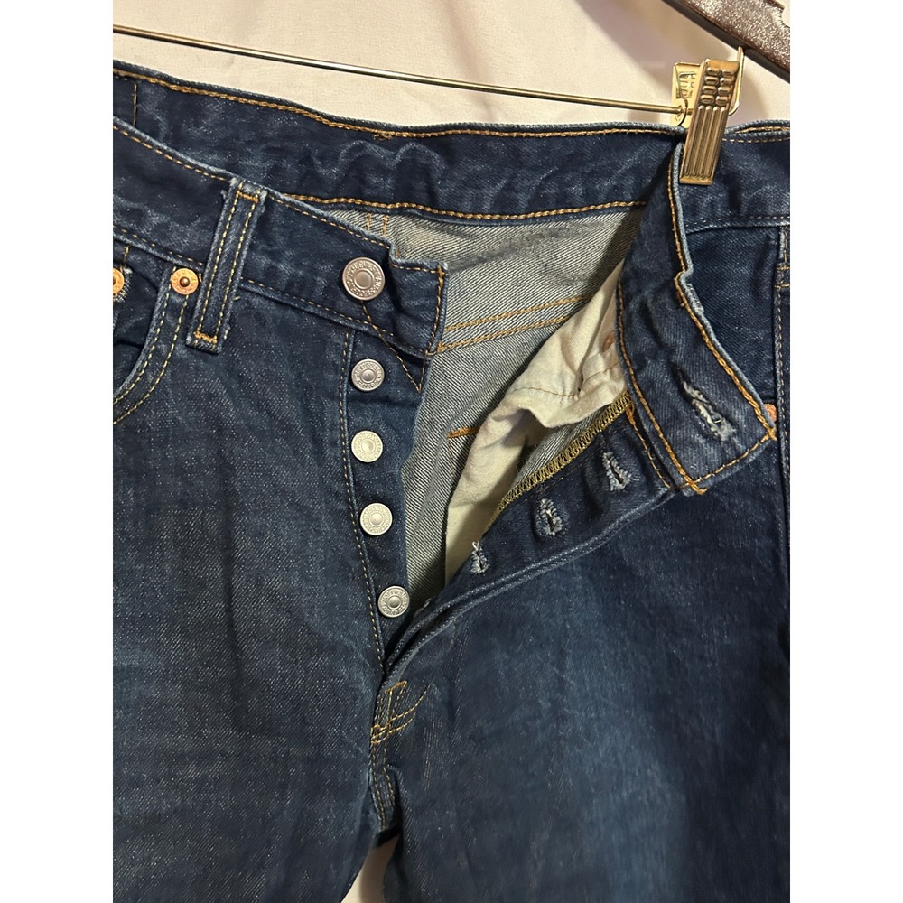 Levis 501 Original Fit Mens Dark Wash Straight Leg Button Fly Jeans 32x30 - Picture 4 of 8